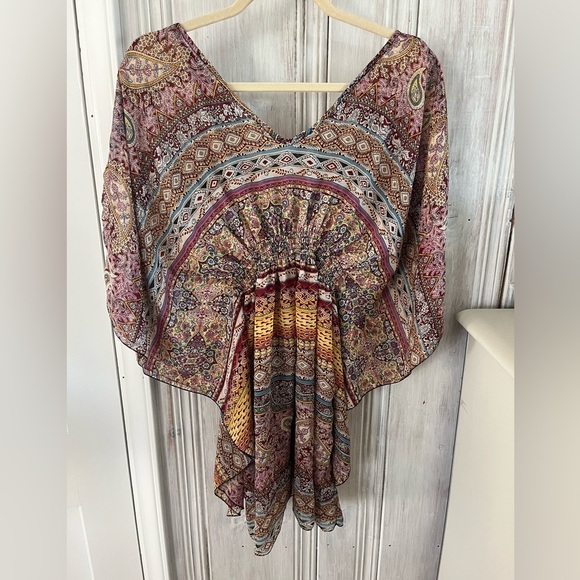 y2k inspired butterfly dress/top/swim coverup semi sheer sz lg boho fairy goth - Picture 5 of 12